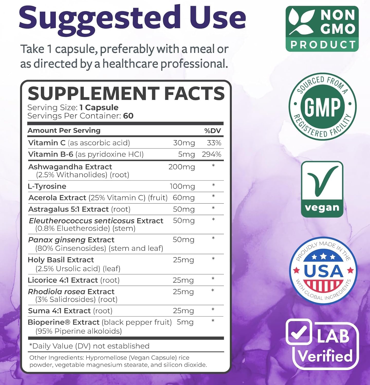 Adrenal System Support & Cortisol Manager – 60 Capsules (Ashwagandha & L-Tyrosine)