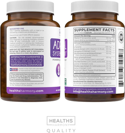 Adrenal System Support & Cortisol Manager – 60 Capsules (Ashwagandha & L-Tyrosine)