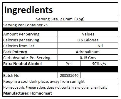Adrenalinum Homeopathy Pellets (Pills) 6C Potency – Pack of 3 | HomeoMart