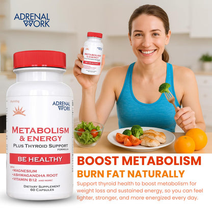 Adrenalwork Adrenal Support & Energy – Ashwagandha Capsules for Mood, Focus & Metabolism (60 Capsules)