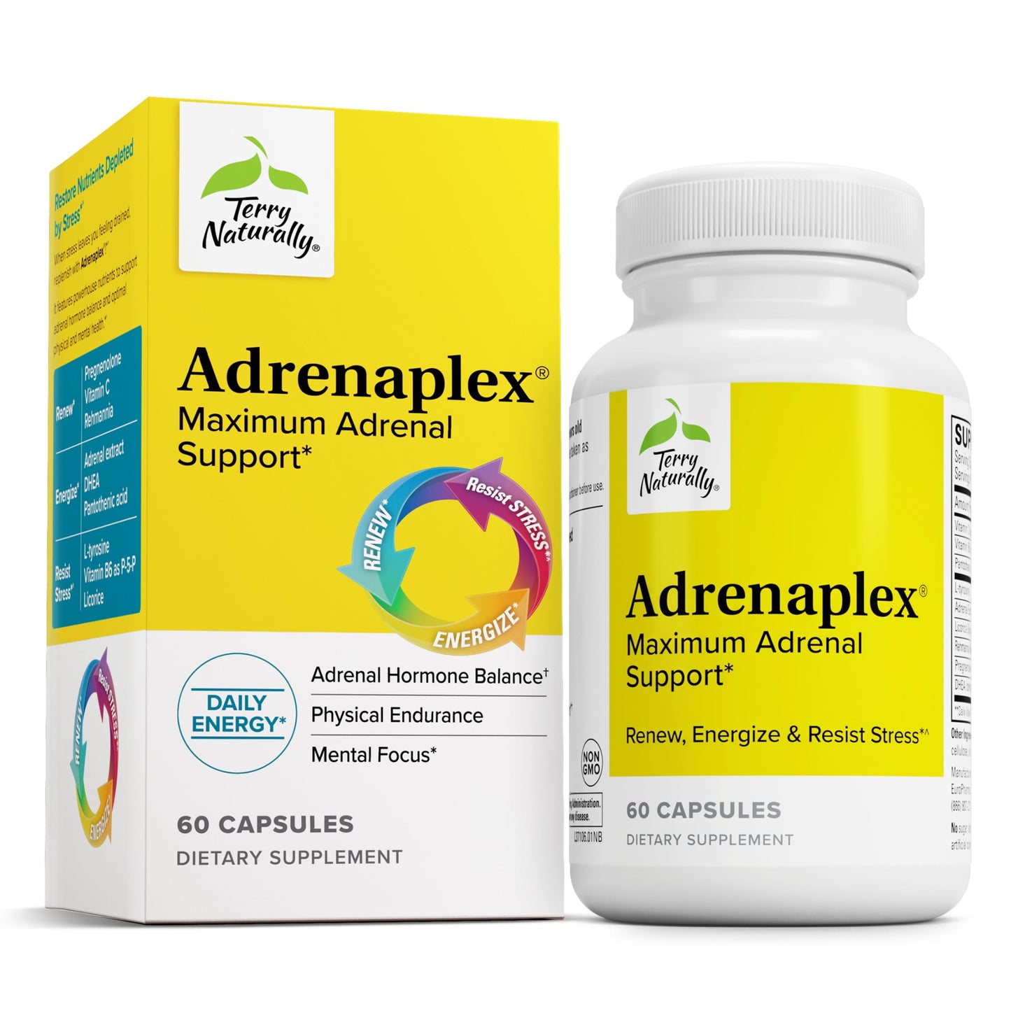 Terry Naturally Adrenaplex - Adrenal Support with Vitamins C & B6, 60 Capsules