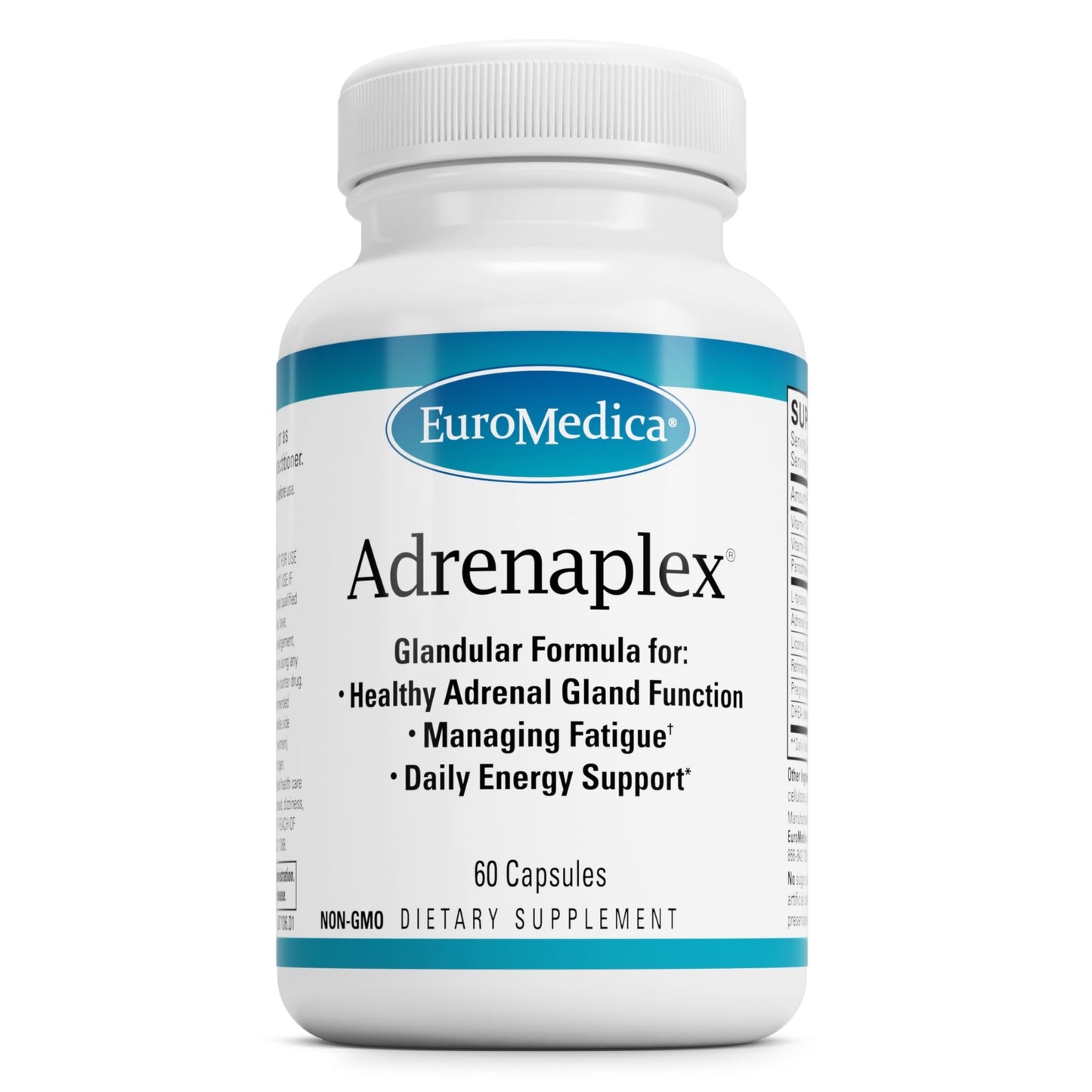 EuroMedica Adrenaplex Adrenal Support Supplement – 60 Capsules | Vitamins C & B6, L-Tyrosine, DHEA
