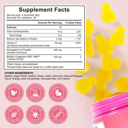 ADSBJUX Vaginal Probiotics Pineapple Gummies for Women – pH Balance