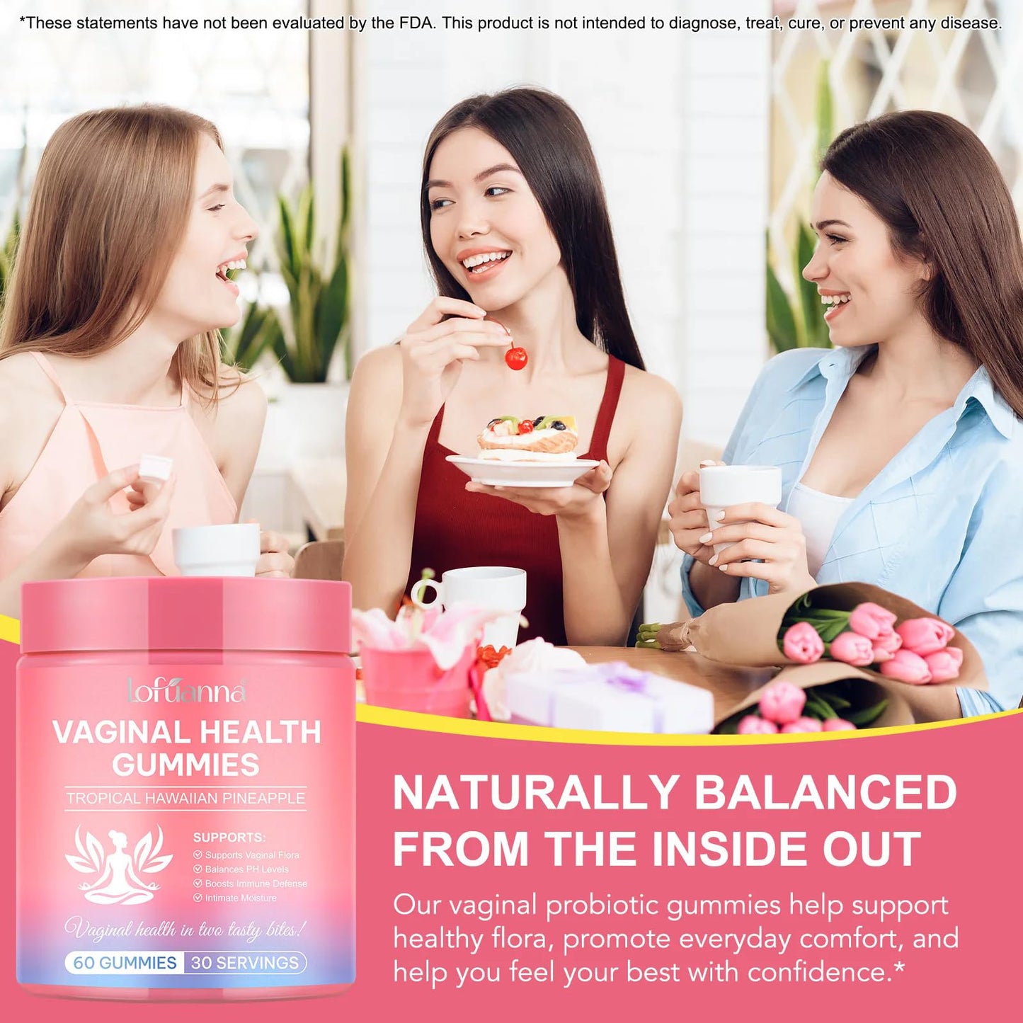 ADSBJUX Vaginal Probiotics Pineapple Gummies for Women – pH Balance
