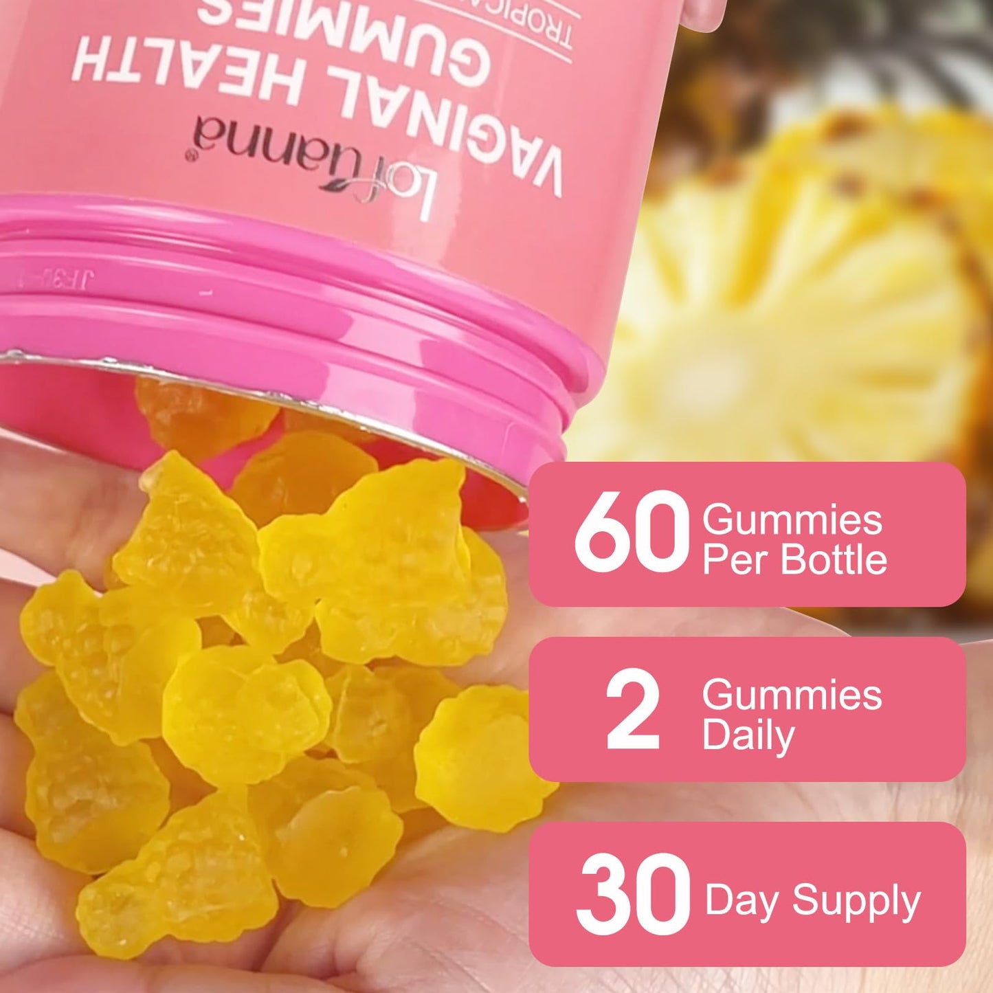 ADSBJUX Vaginal Probiotics Pineapple Gummies for Women – pH Balance