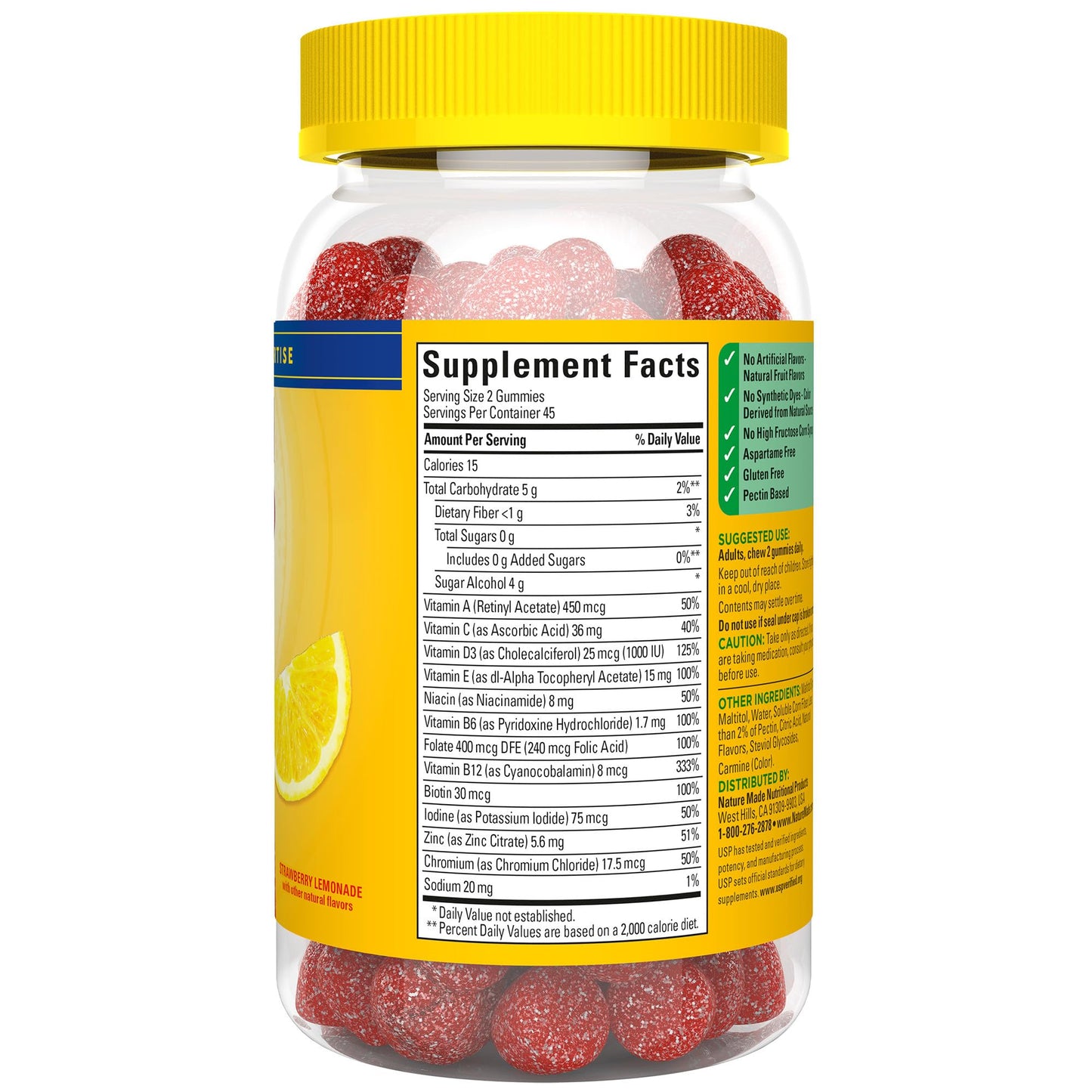 Nature Made Zero Sugar Multivitamin Gummies – 90 Count (45 Day) – Men & Women