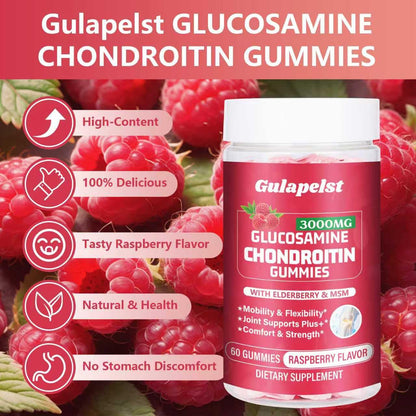 2 Packs 3000MG Glucosamine Chondroitin Gummies – Extra Strength Joint Health, MSM & Elderberry | 120 Gummies
