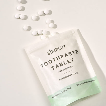 Chewable Fluoride Toothpaste Tablets - 150 Pack | Travel Size, Eco Friendly Vegan Dental Tabs, Peppermint