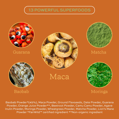Aduna Organic Energy Superfood Blend - 100% Natural Stir-In Powder (250g) | 10+ Superfoods