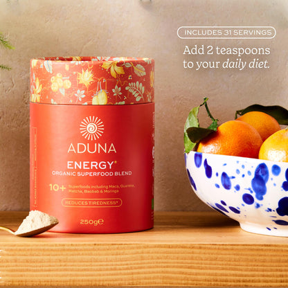 Aduna Organic Energy Superfood Blend - 100% Natural Stir-In Powder (250g) | 10+ Superfoods