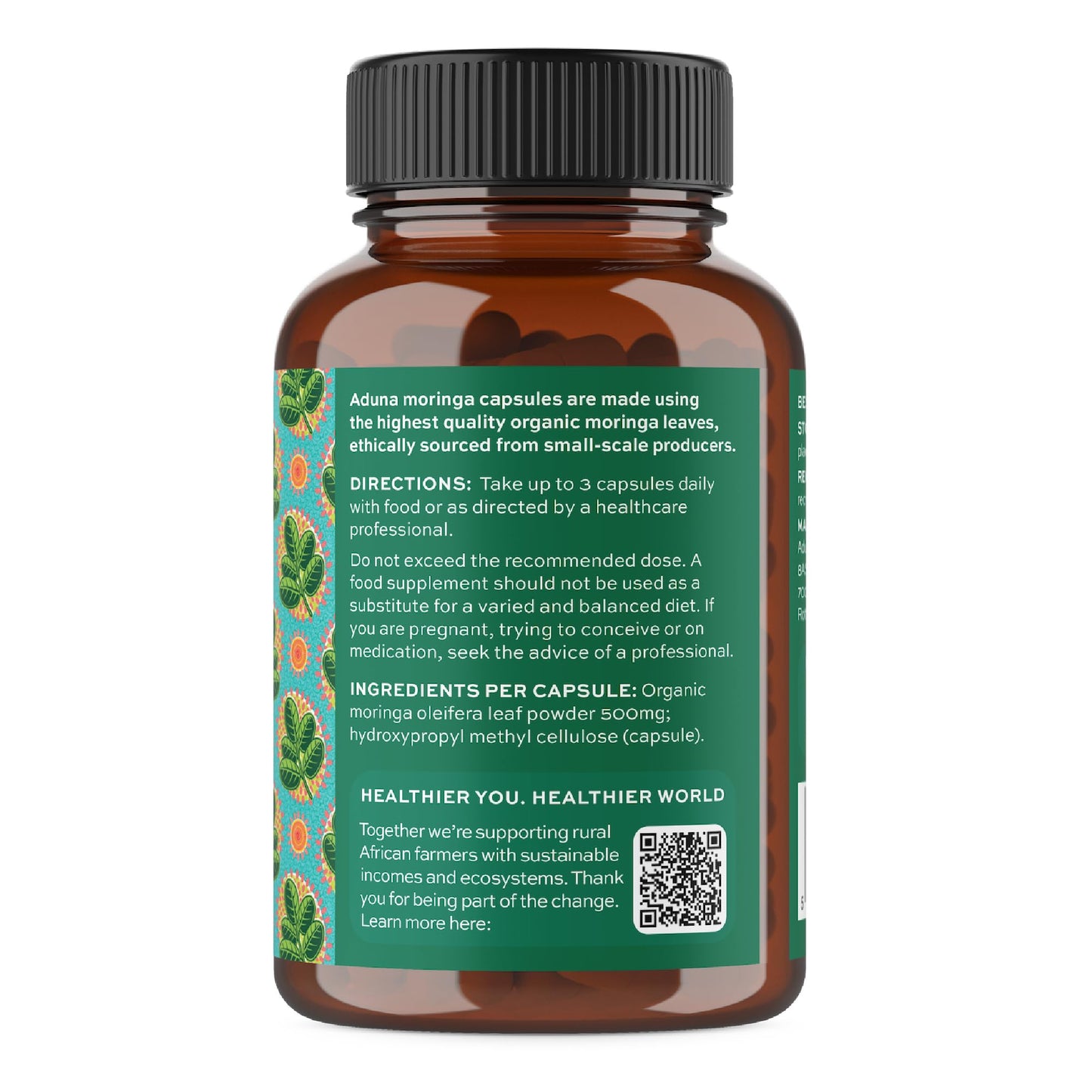 Aduna Organic Moringa Capsules 1500mg | 100% Pure Moringa Leaf for Energy, Immunity & Focus | Natural Plant-Based Food Supplement for Tiredness, Recovery & Breastfeeding | 180 Vegan Capsules