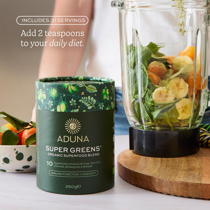 Aduna Organic Super Greens Blend | 100% Natural Superfood Powder for Immune Support & Energy | Vegan Stir-In Powder 250g