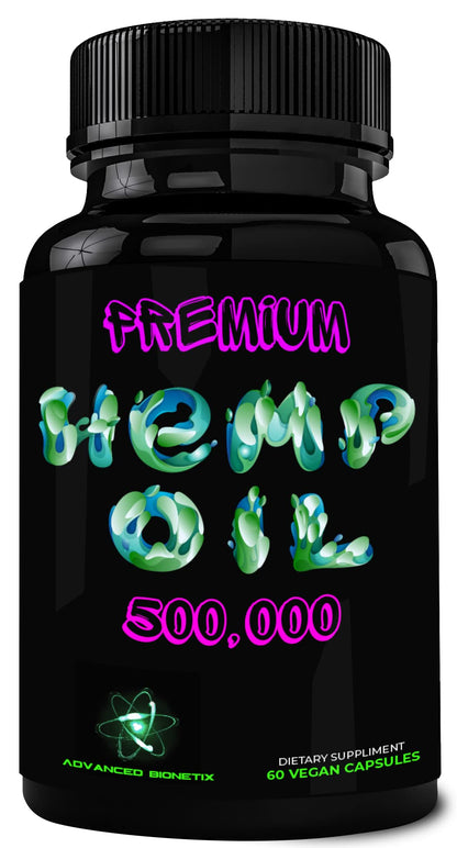 Advanced Bionetix True Hemp Oil 500,00 – Hemp Oil Capsules for Body Aches, Calm & Mood Support