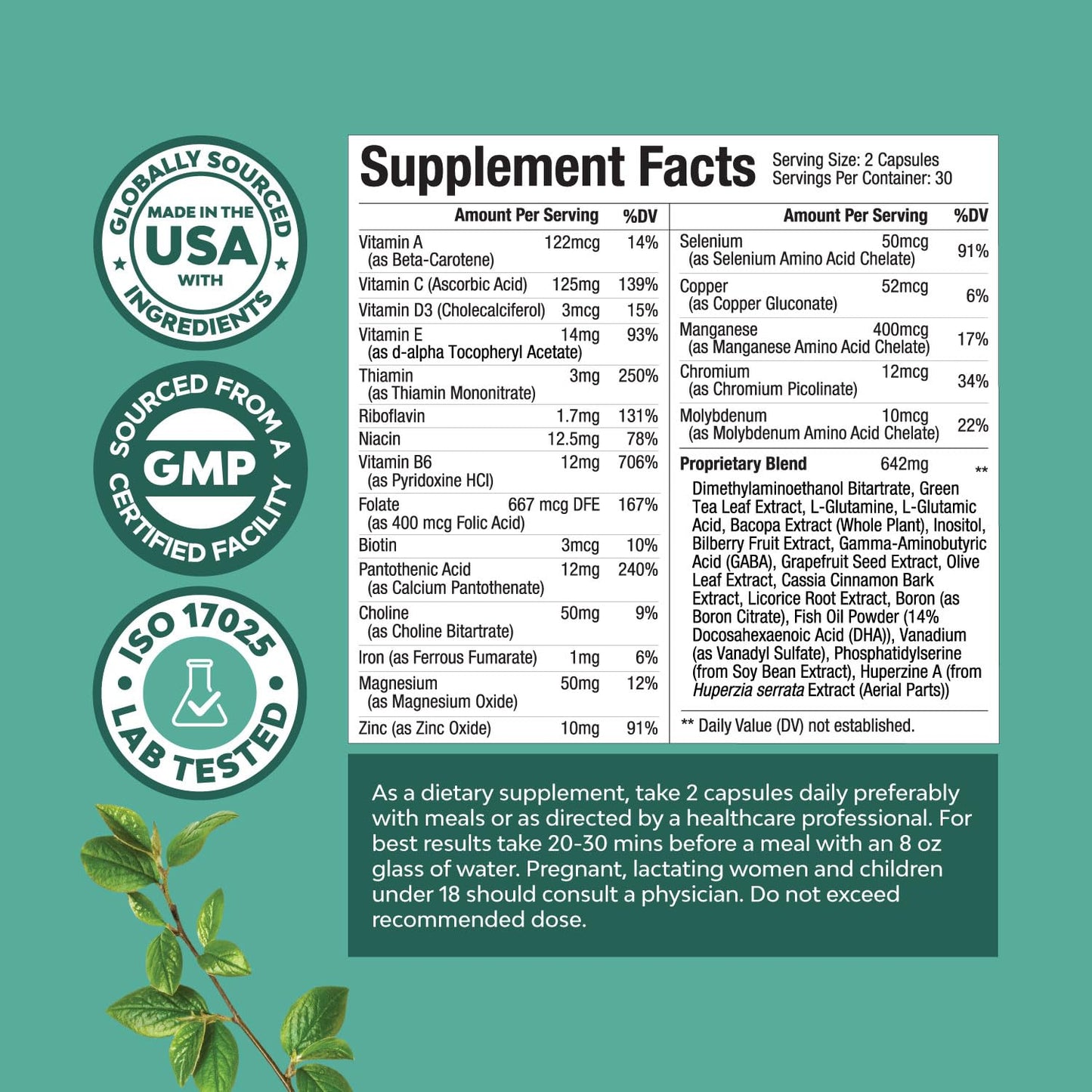 Advanced Brain Supplement for Memory and Focus | Nootropics for Adults