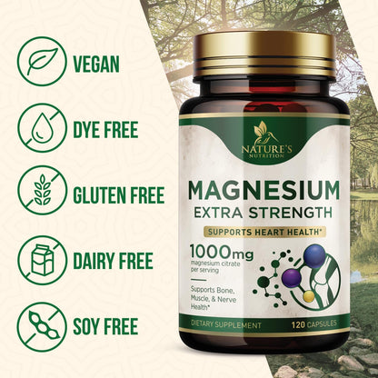 Magnesium Mineral Supplement 1000 mg – High Potency Citrate (120 Capsules)