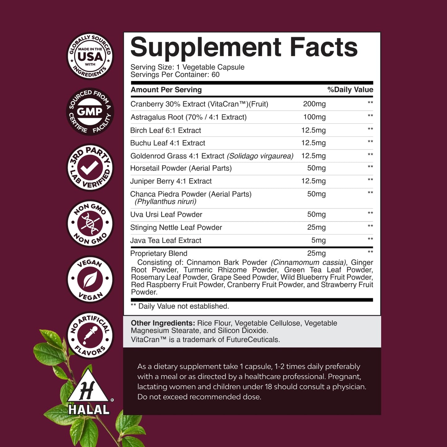 Advanced Kidney Support - Cranberry, Uva Ursi & Astragalus | 60 Capsules