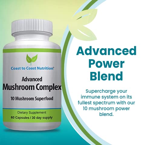 Advanced Mushroom Complex – 10 Mushroom Blend for Immunity & Focus | 60 Capsules