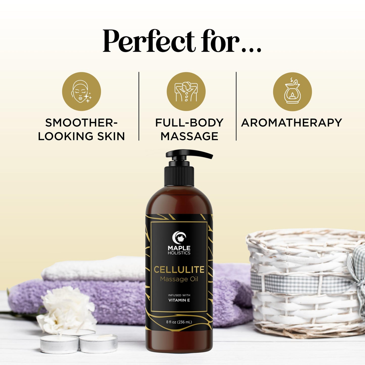 Advanced Anti-Cellulite Massage Oil – Skin Tightening & Firming for Thighs & Butt (Citrus Scent)