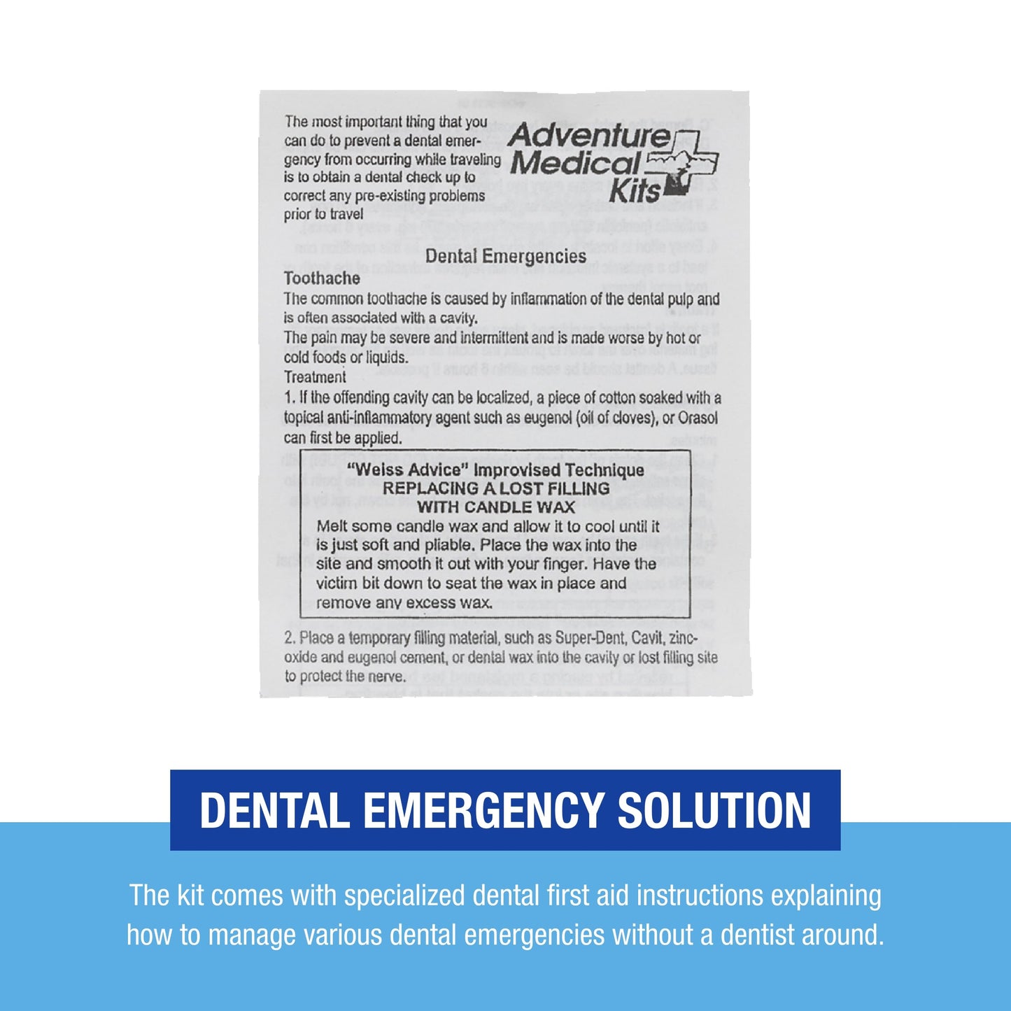 Adventure Medical Kits Dental Medic Kit - Travel Dental Emergency Kit with Orasol Gel & Temporary Cavity Filling