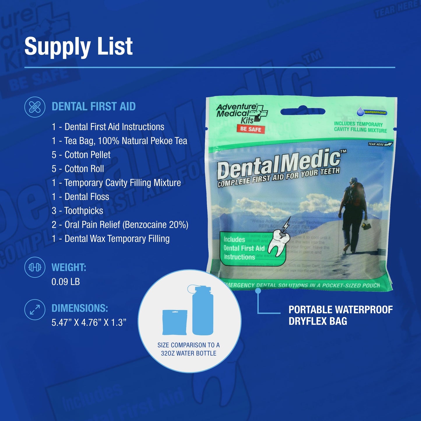 Adventure Medical Kits Dental Medic Kit - Travel Dental Emergency Kit with Orasol Gel & Temporary Cavity Filling