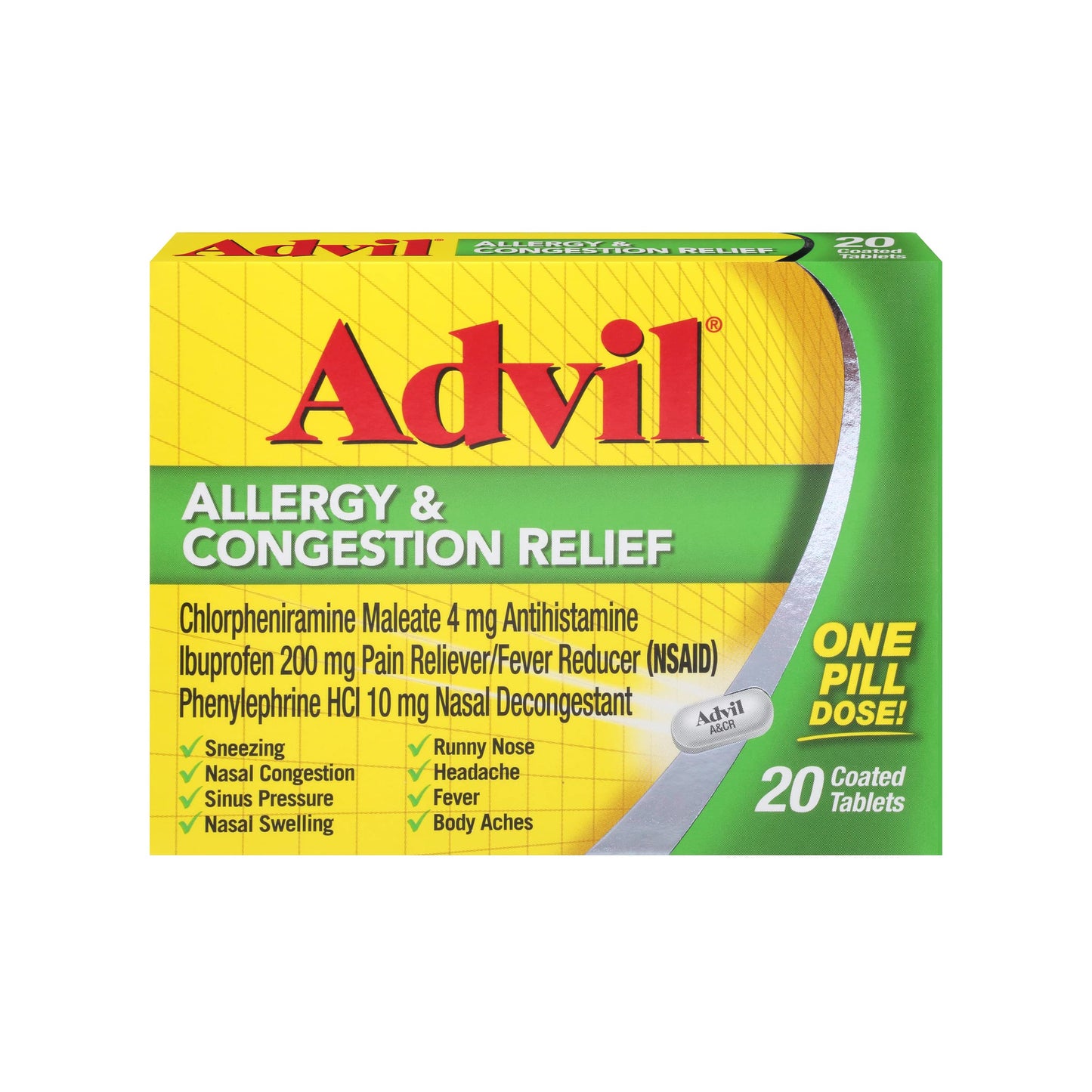 Advil Allergy and Congestion Relief Tablets – Pain Relief, Fever Reducer & Allergy Support
