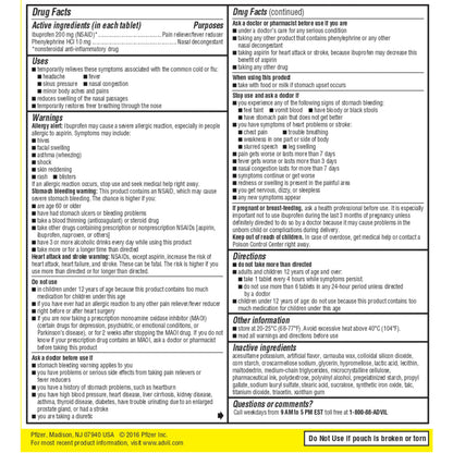 Advil Sinus Congestion and Pain Relief — Ibuprofen 200mg + Phenylephrine HCl 10mg, 50 Coated Tablets
