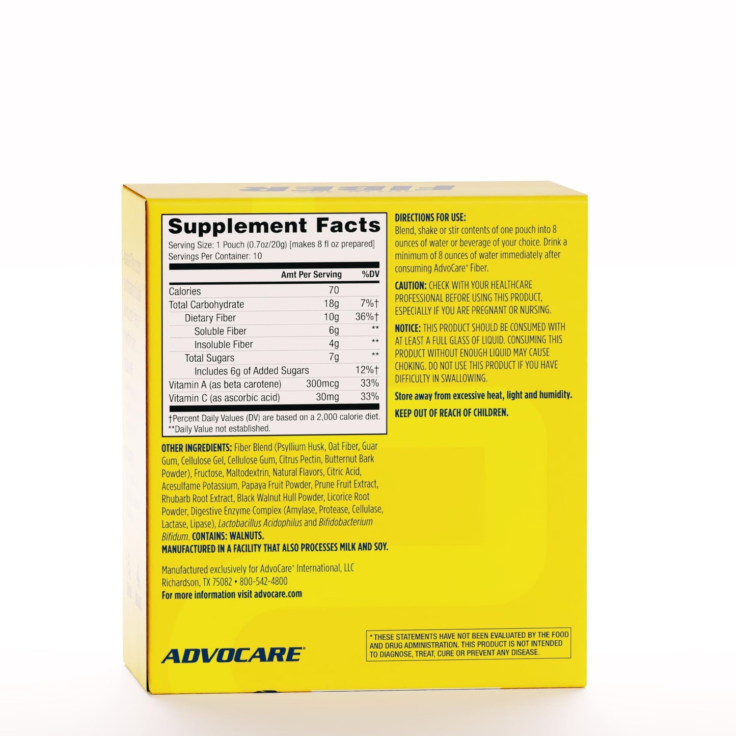 AdvoCare Fiber Dietary Supplement – Daily Fiber Powder with Psyllium Husk (10 Pouches)
