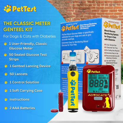 Advocate PetTest Painless Glucose Monitoring Kit for Dogs & Cats