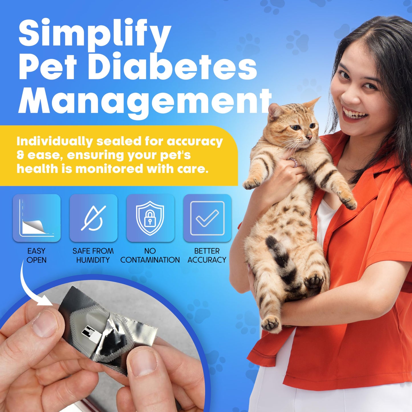 PetTest Blood Glucose Test Strips – Easy Open, Sterilized & Individually Sealed (50) | Advocate PetTest