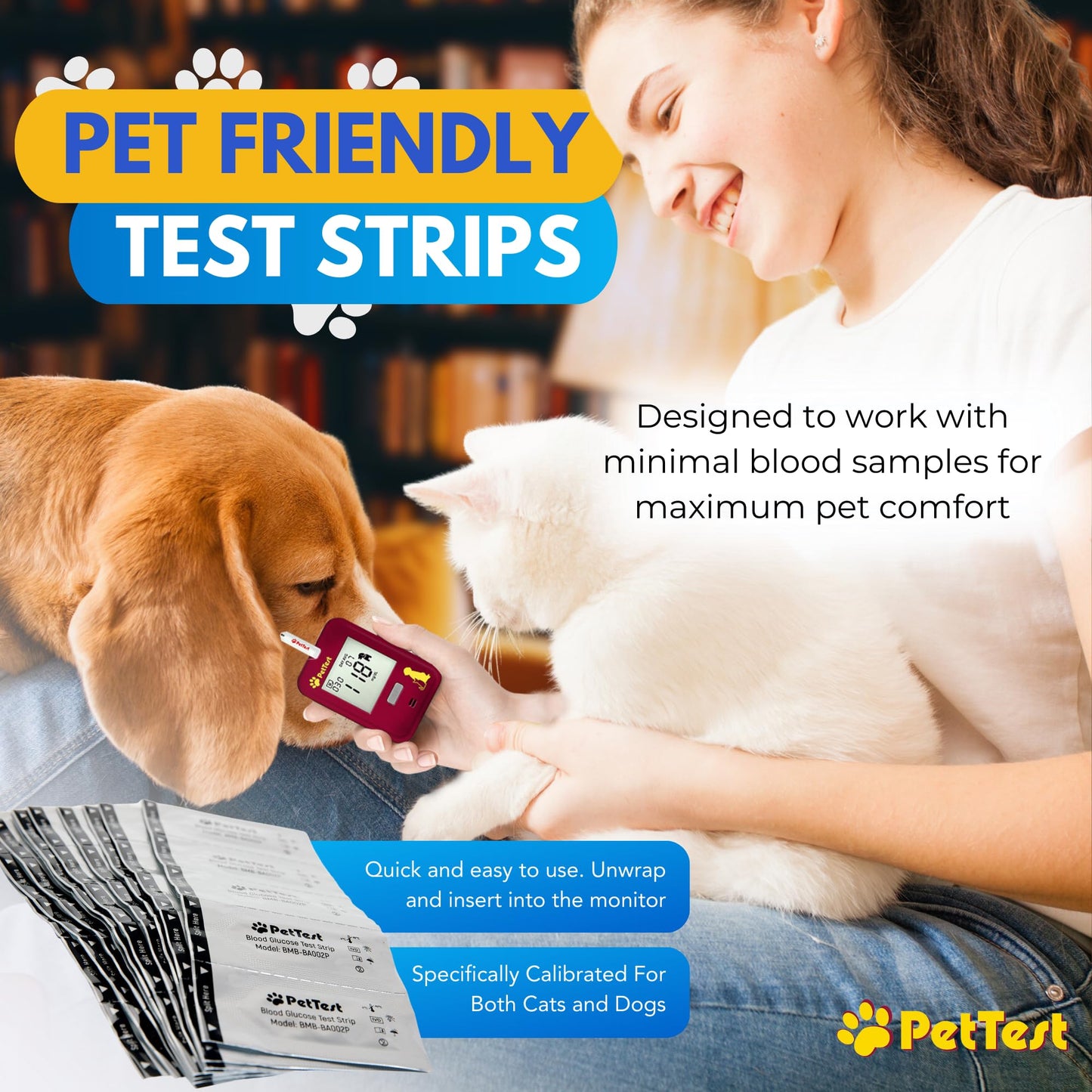 PetTest Blood Glucose Test Strips – Easy Open, Sterilized & Individually Sealed (50) | Advocate PetTest