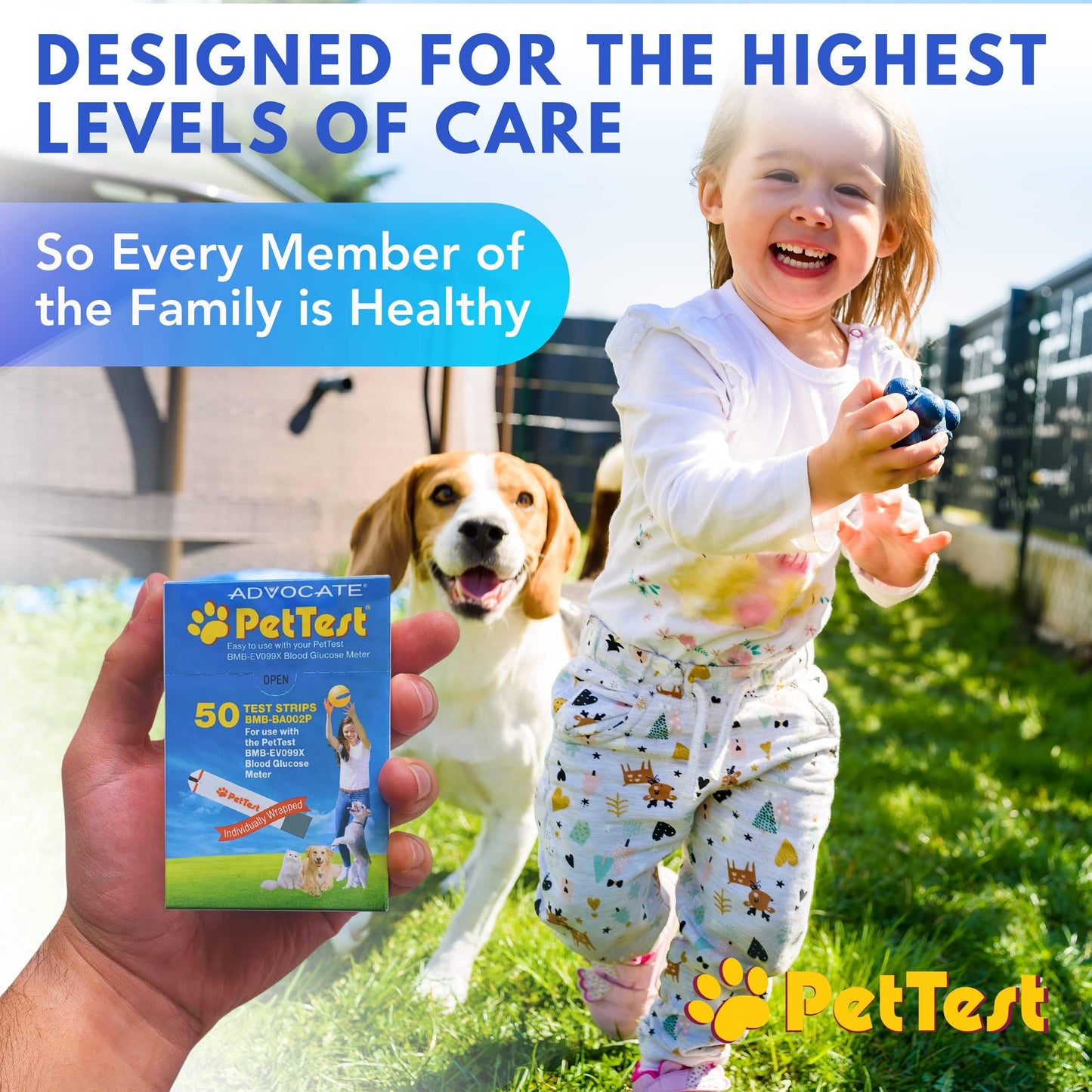 PetTest Blood Glucose Test Strips – Easy Open, Sterilized & Individually Sealed (50) | Advocate PetTest