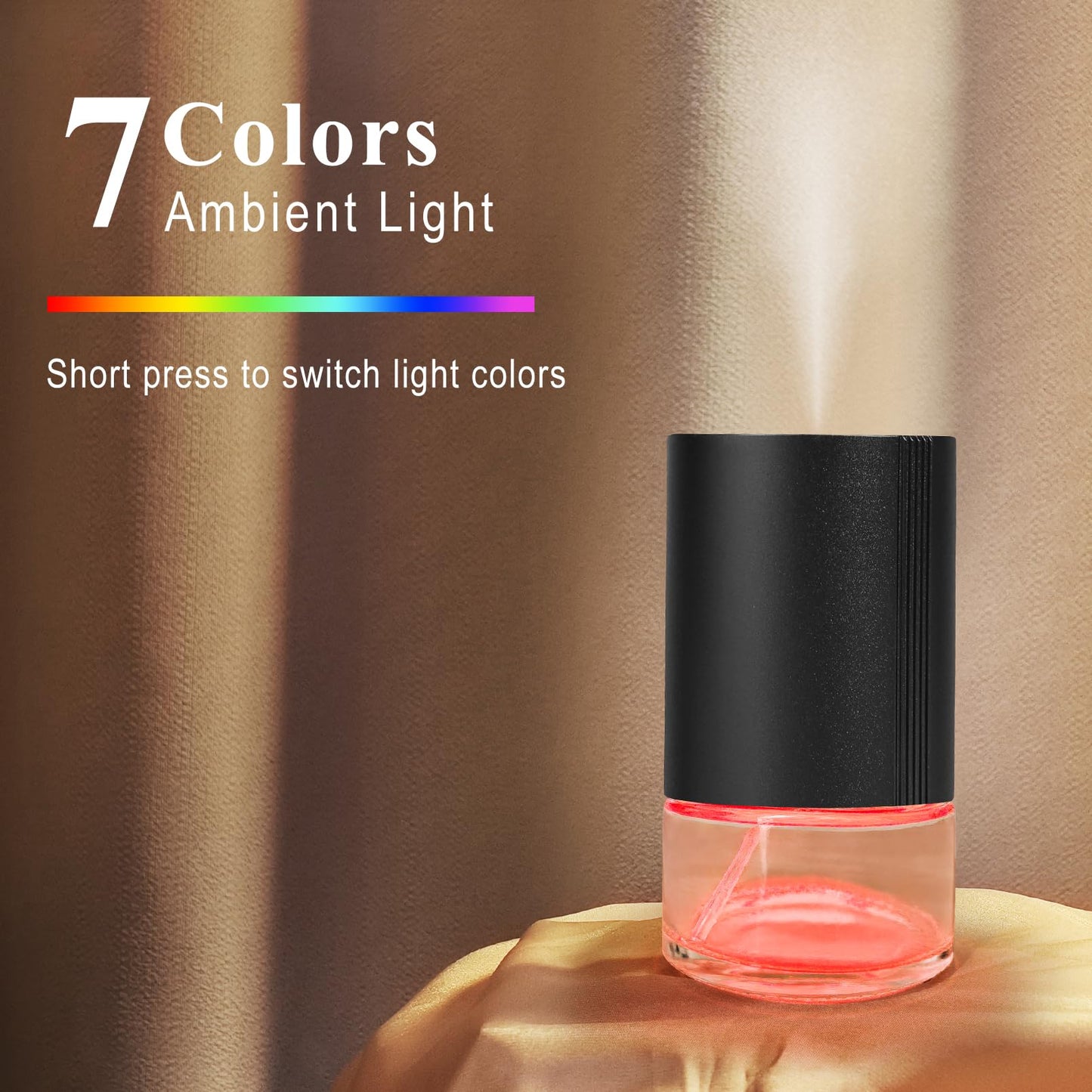 Aeeteek Essential Oil Diffuser | Waterless, 100ml, Rechargeable, 7-Color Ambient Light – Home, Car, Office