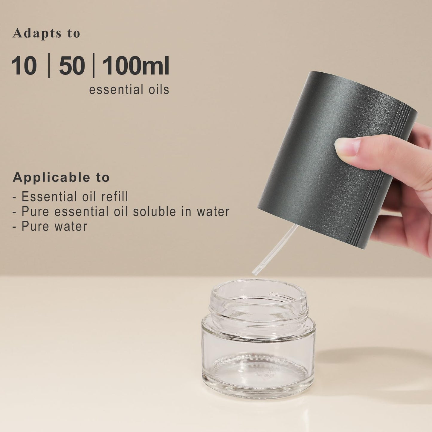 Aeeteek Essential Oil Diffuser | Waterless Nano Mist, 100ml, 7-Color Ambient Light, Rechargeable (Grey)