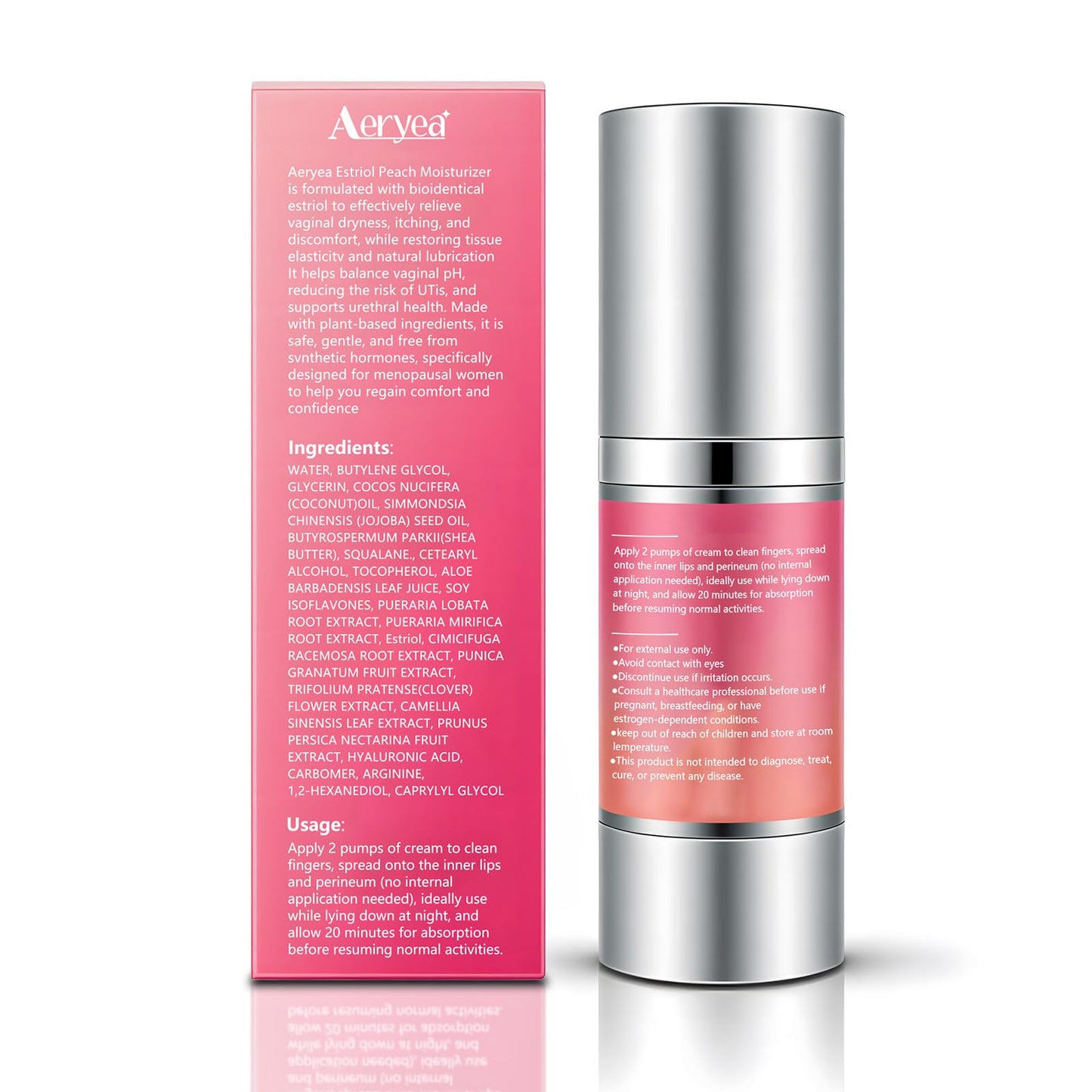 Aeryea Natural Bioidentical Estriol Cream for Women — Menopause Support, 1 fl oz (2 Month Supply)