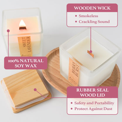 Aeviva Berry Burst Aromatherapy Candle – 7.04 oz Natural Soy Wax, Wooden Wick, 45 Hours Burn Time