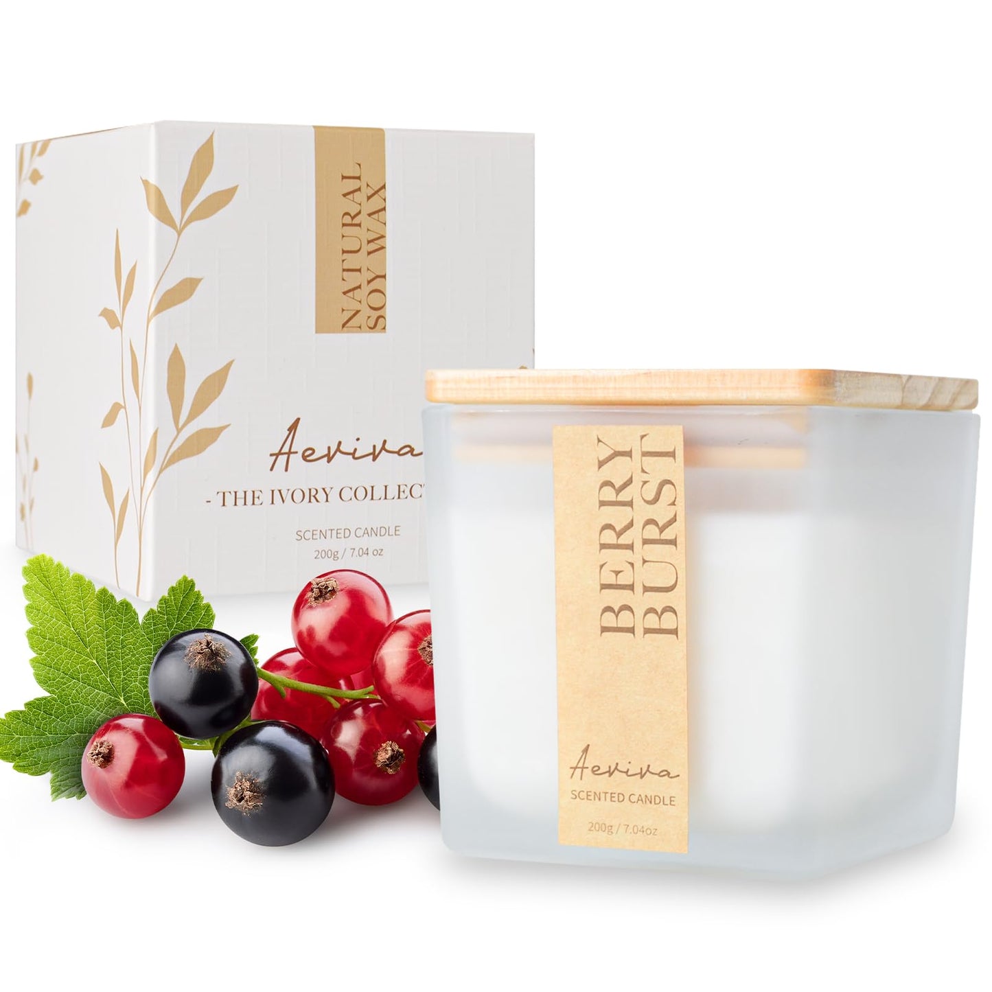 Aeviva Berry Burst Aromatherapy Candle – 7.04 oz Natural Soy Wax, Wooden Wick, 45 Hours Burn Time