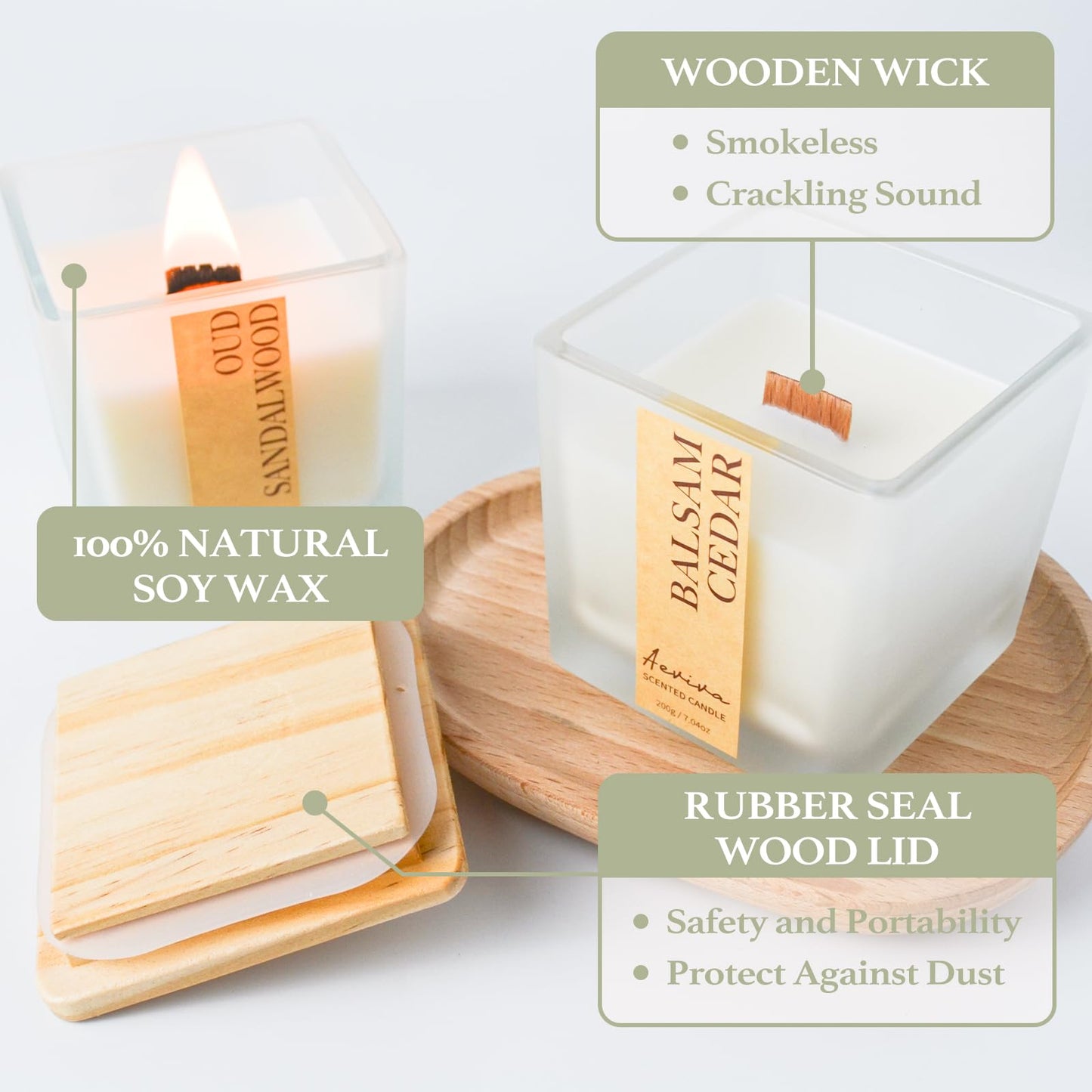 Aeviva Scented Candle Balsam Cedar Aromatherapy 7.04 oz Natural Soy Wax