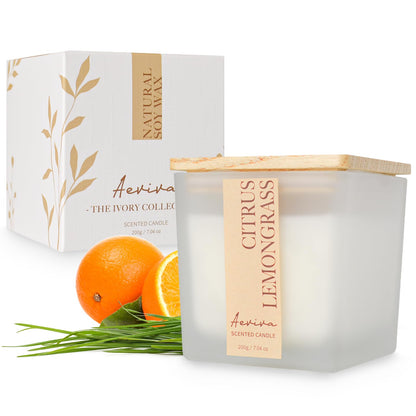 Aeviva Citrus & Lemongrass Soy Candle | Wooden Wick 7.04 oz