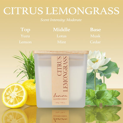 Aeviva Citrus & Lemongrass Soy Candle | Wooden Wick 7.04 oz