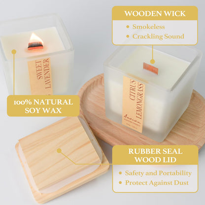 Aeviva Citrus & Lemongrass Soy Candle | Wooden Wick 7.04 oz