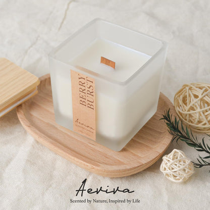 Aeviva Berry Burst Aromatherapy Candle – 7.04 oz Natural Soy Wax, Wooden Wick, 45 Hours Burn Time