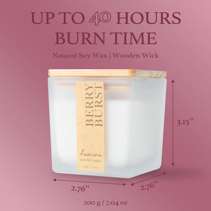 Aeviva Berry Burst Aromatherapy Candle – 7.04 oz Natural Soy Wax, Wooden Wick, 45 Hours Burn Time
