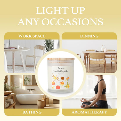 Aeviva Vanilla Cupcake Scented Candle - 11oz, 60 Hour Burn, Natural Soy Wax | Aromatherapy Gift