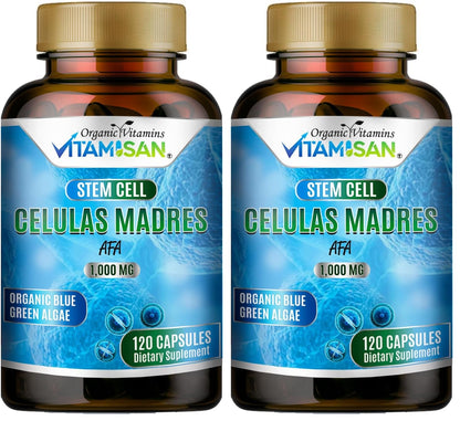 AFA Stem Natural Celulas Madre – 120 Capsules (1000 mg) Blue-Green Algae, Non-GMO, Gluten Free