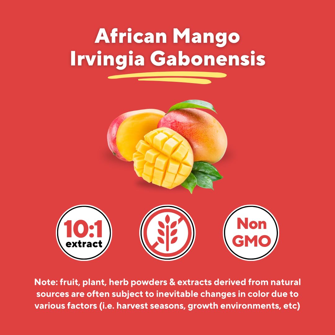 African Mango Capsules for Immune Support, Metabolism & Wellness - Pure 10:1 Irvingia Gabonensis Extract, 180 Veggie Capsules (Non-GMO, Gluten-Free, Vegan)