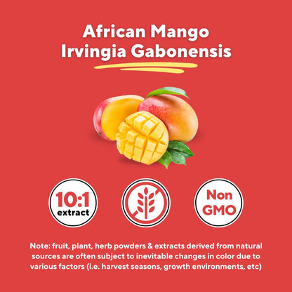 African Mango Capsules for Immune Support, Metabolism & Wellness - Pure 10:1 Irvingia Gabonensis Extract, 180 Veggie Capsules (Non-GMO, Gluten-Free, Vegan)