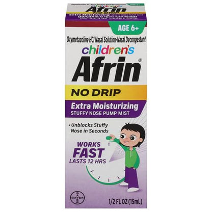 Afrin Childrens Extra Moisturizing Stuffy Nose Spray – 15 mL – 12 Hour Relief for Kids 6+