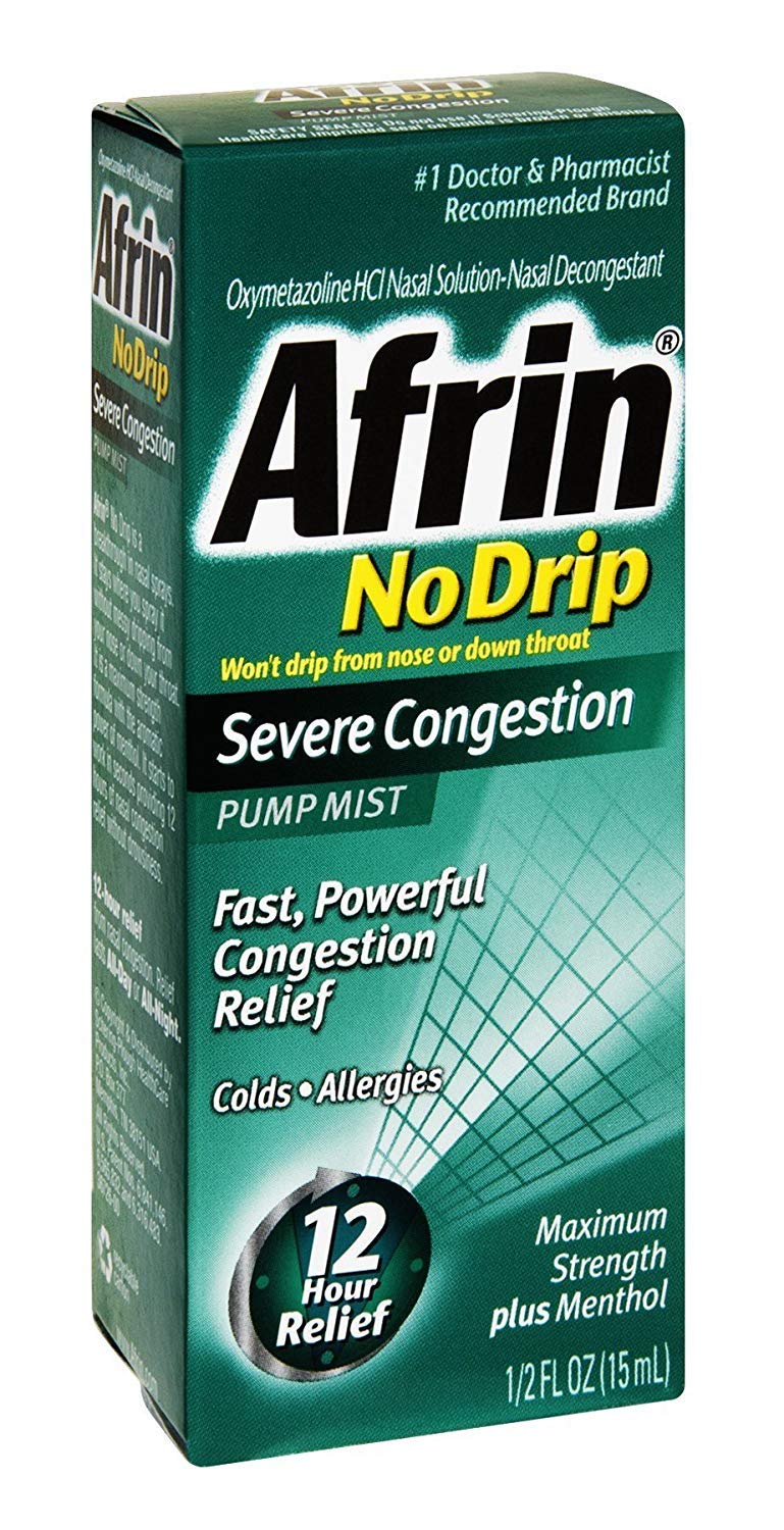 Afrin No Drip Severe Congestion Pump Mist 15 mL – Pack of 6