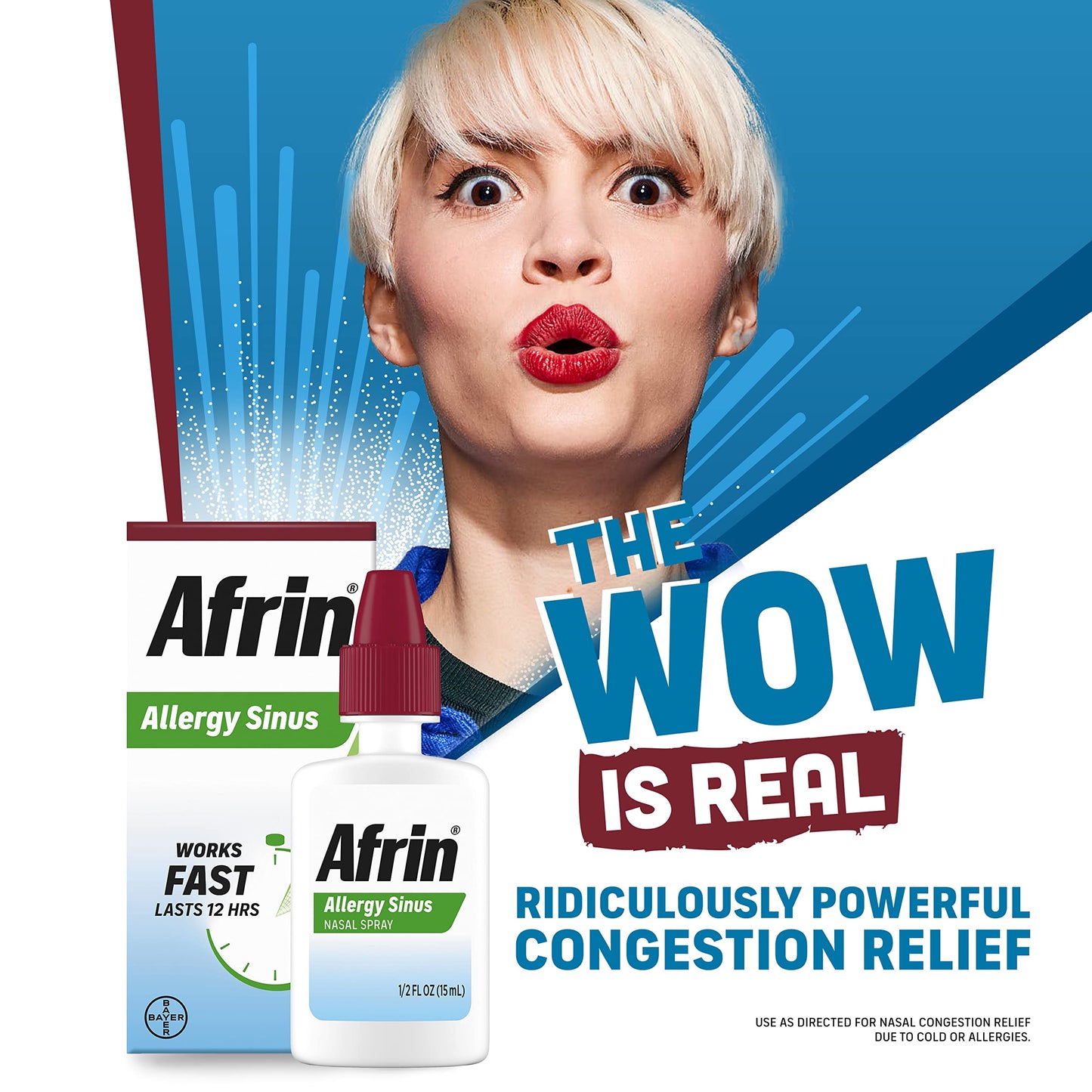 Afrin Allergy Sinus Nasal Spray - Fast 12-Hour Decongestion (Adults & 6+) 0.50 Fl Oz