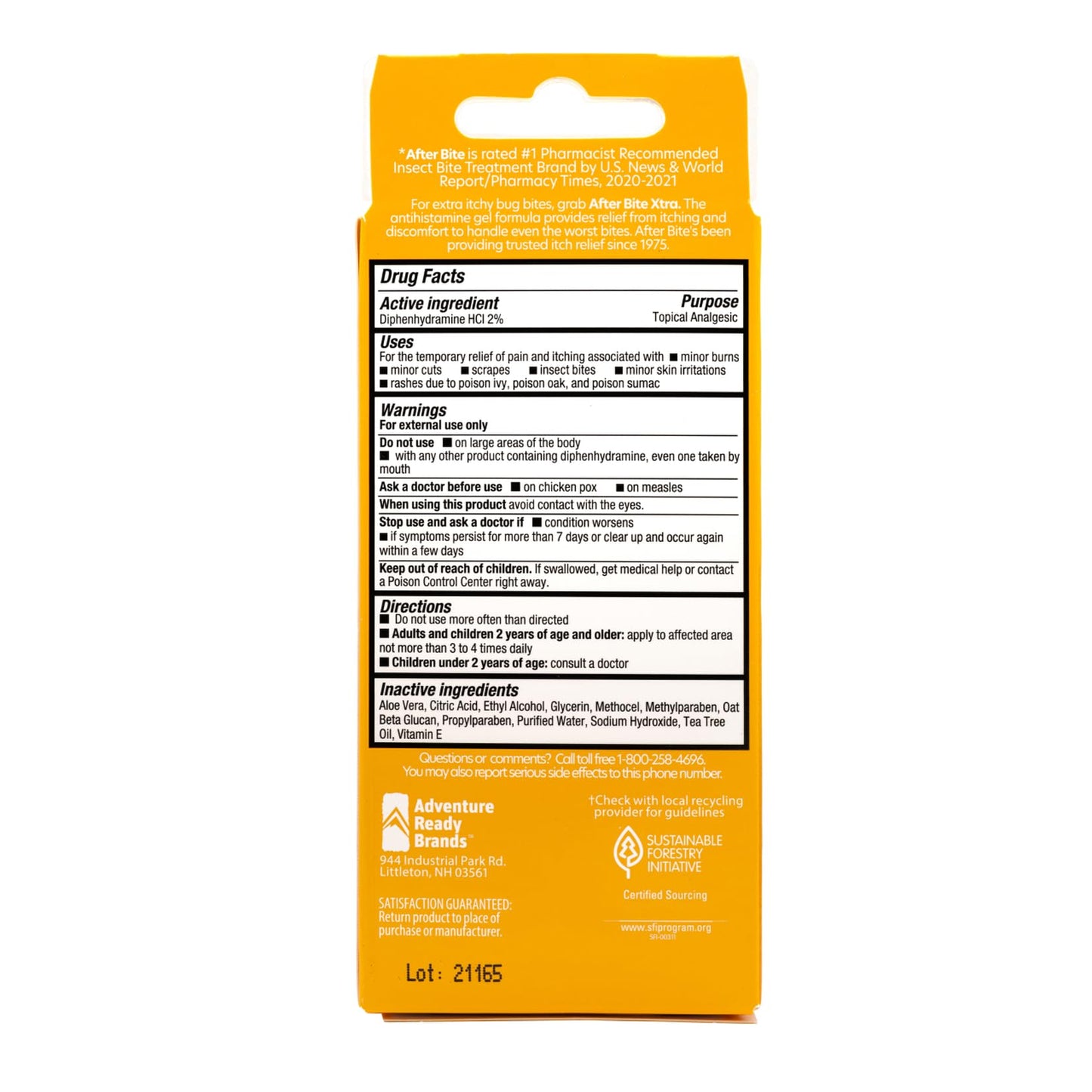 After Bite Xtra Formula Gel - Itch Relief with Diphenhydramine HCl | 0.7 oz Travel Pack (4 Pack) - Mosquito, Bee & Fire Ant Bites